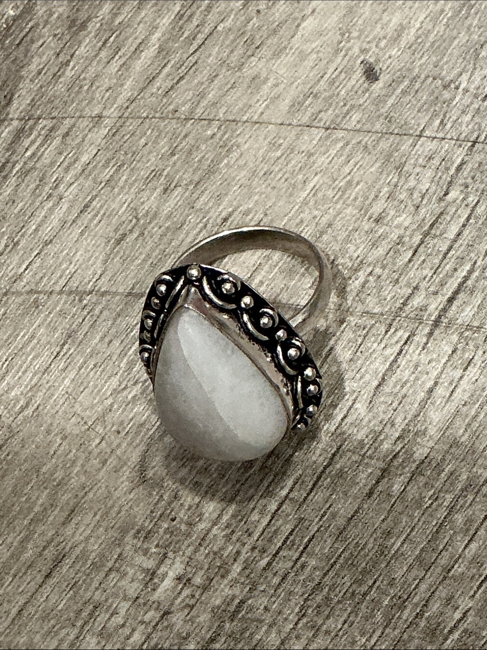 Sterling Teardrop White Moon Stone Ring